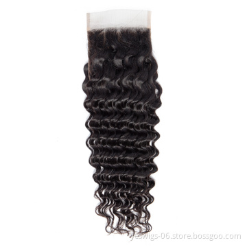 Cheap Virgin Brazilian 4x4 Lace Closure Human Hair Deep Wave 2x6 5x5 13x4 13x6 6x6 7x7 360 Swiss Lace Front Closure Pre Plucked